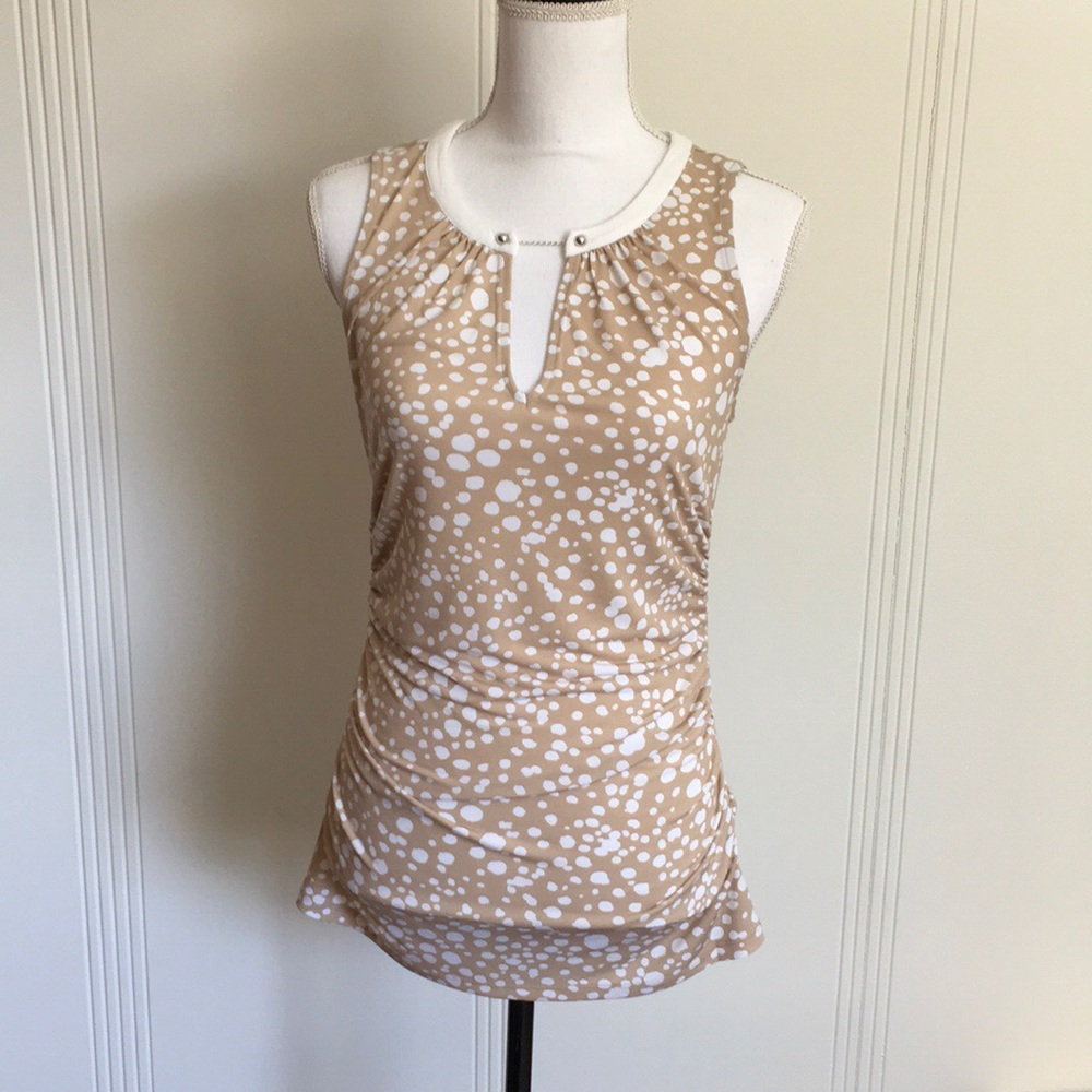 7th Avenue New York & Co. Beige & White Top Sz Sm